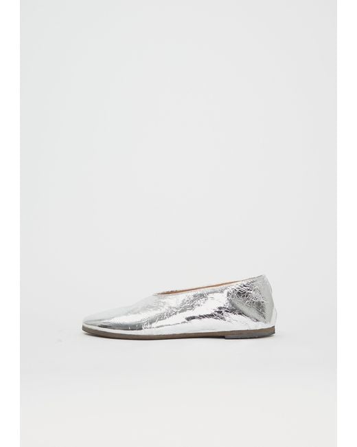 Marsèll White Coltellaccio Foil Ballerina Flats