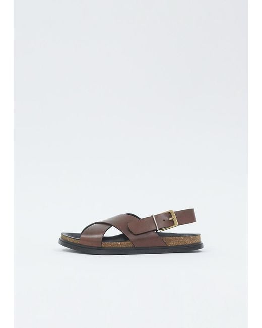 The Row White Buckle Leather Sandal