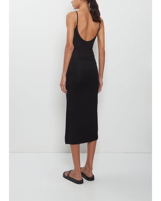 Totême Black Draped Jersey Slip Dress
