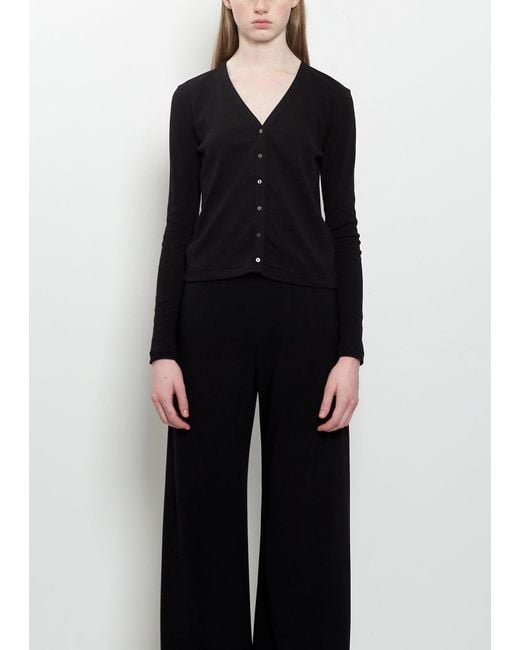 The Row Black Cresp Cotton Jersey Cardigan