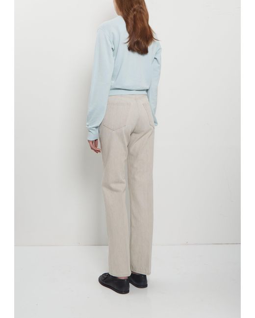 Auralee White Faded Hard Twist Denim 5-pocket Pants