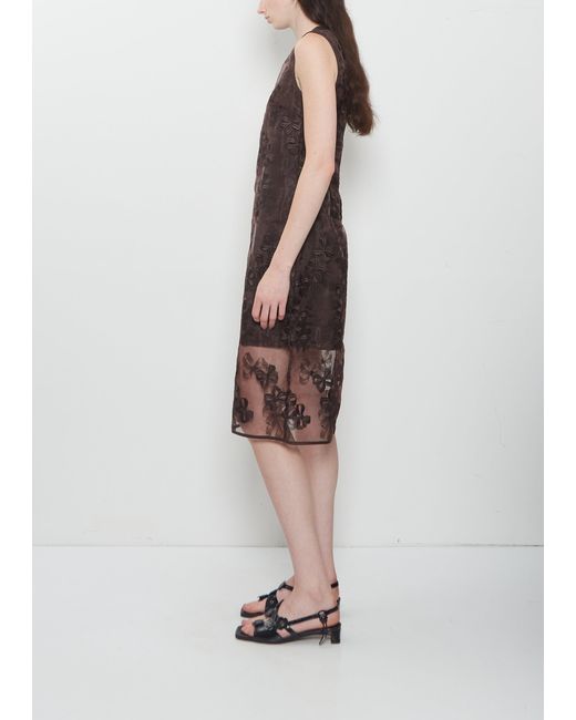 CECILIE BAHNSEN Brown Devin Rosette Organza Dress