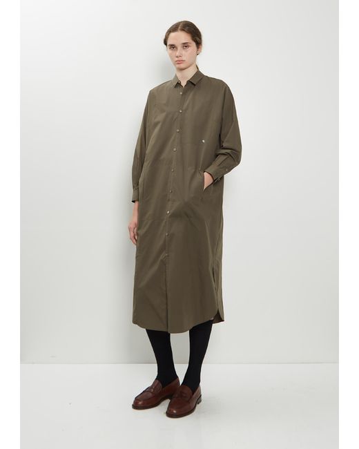 Minä Perhonen Green Breathing Cotton Shirt Dress