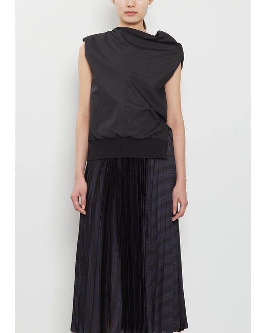 Sacai Black Poplin Sleeveless Pullover