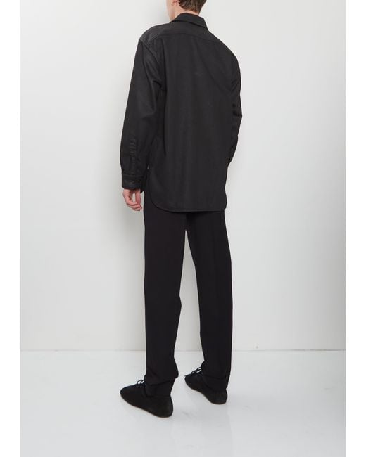 Dries Van Noten Black Croomson Waxed Denim Shirt
