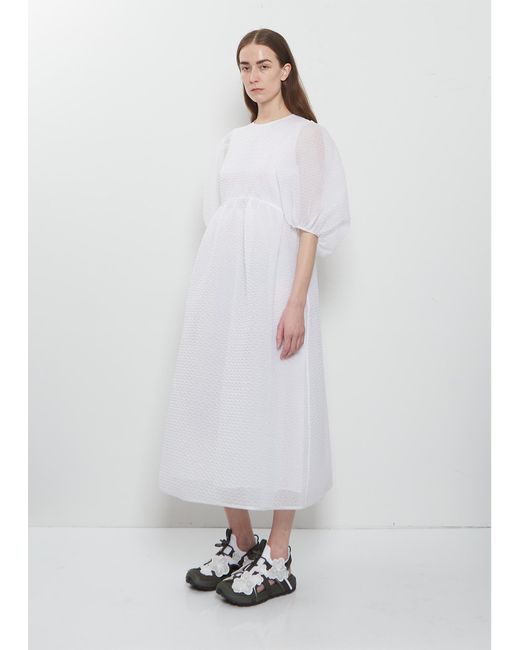 CECILIE BAHNSEN White Darmen Matelassé Dress