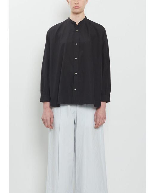 Arts & Science Black Band Collar Simple Cotton Shirt