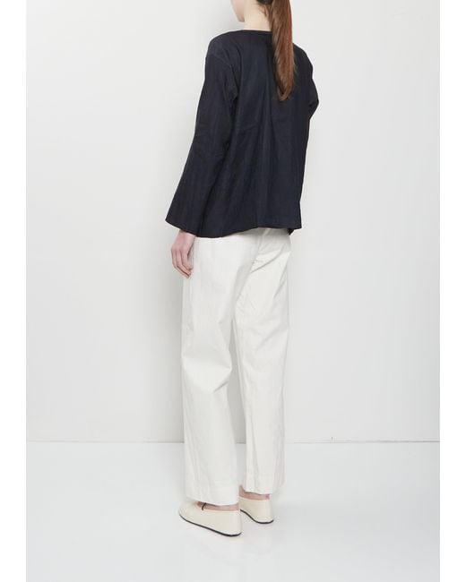 Dosa Black Silk Linen Tunisian Top