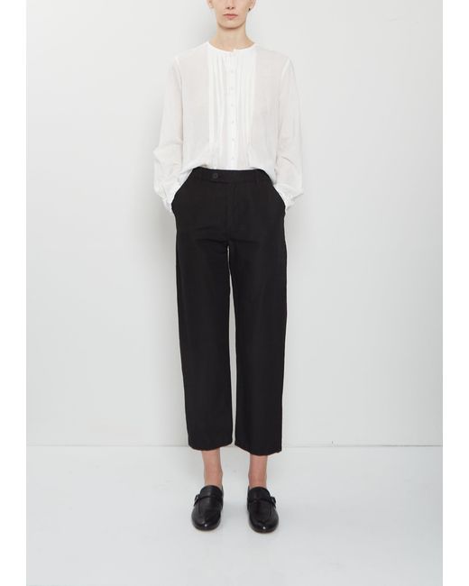 Pas De Calais Black High Density Linen Cotton Pants