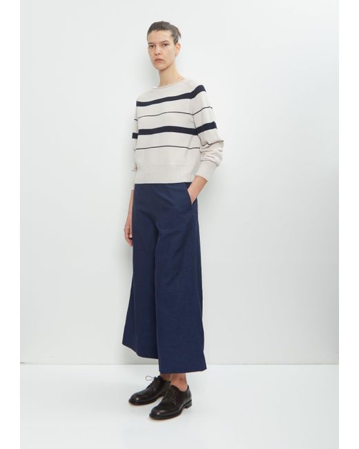 Margaret Howell Blue Cashmere Cotton Roll Edge Jumper
