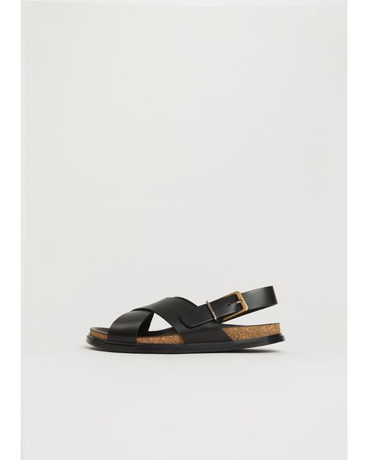 The Row White Buckle Leather Sandal