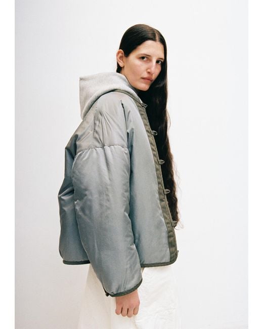 Visvim Blue Wool Linen Reversible Jacquard Blanket Liner Jacket