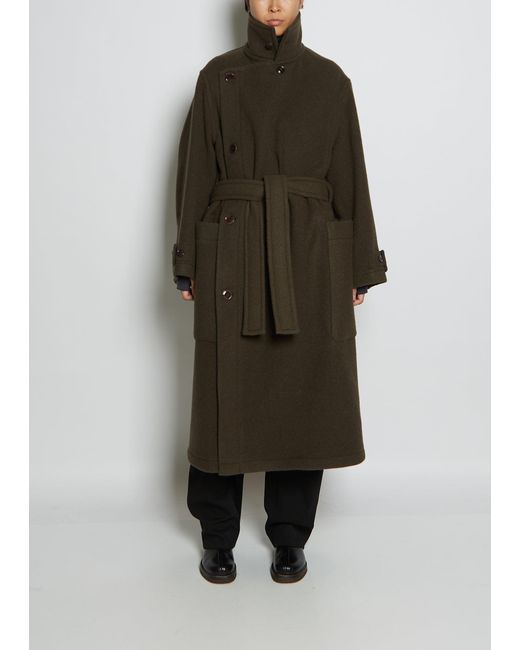 Lemaire Unisex Wool Wrap Coat in Brown | Lyst