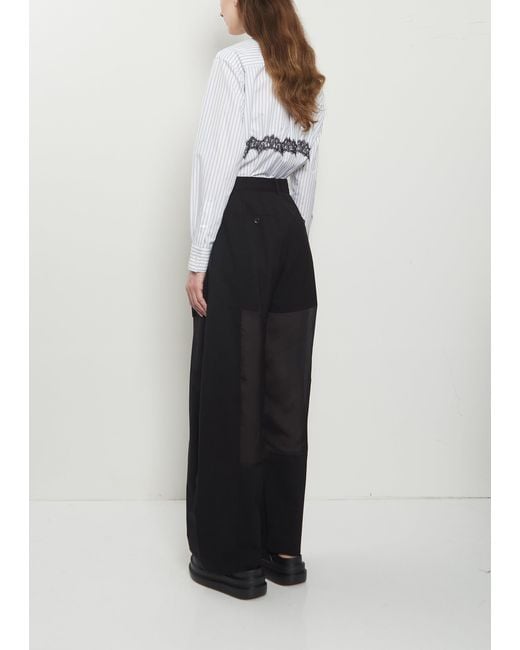 Sacai White Wool Suiting X Sheer Voile Pants