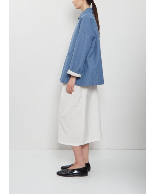 Apuntob Blue Dense Cotton Linen Mac Jacket