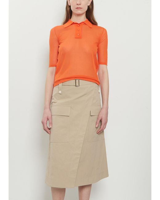Plan C Orange Intarsia Cotton Polo Shirt