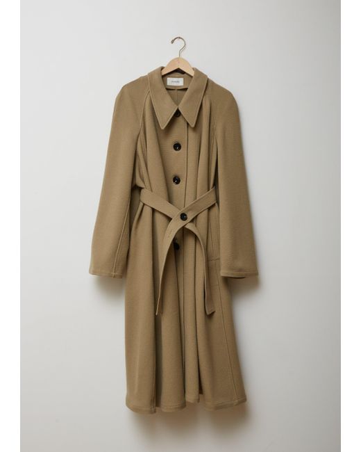 Lemaire Wool Belted Overcoat | Lyst