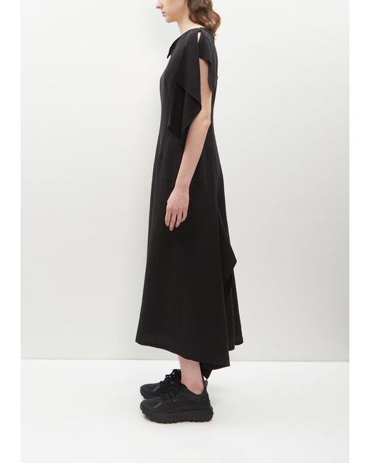 Yohji Yamamoto Black Flap Sleeve Cupro-flax Dress
