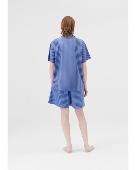Tekla Blue Cotton Poplin Pyjamas Shorts