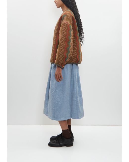 Visvim Blue Wool Linen Reversible Jacquard Blanket Liner Jacket