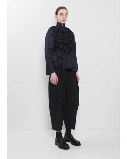 Comme des Garçons Blue Satin Tech Asymmretic Ruched Blazer