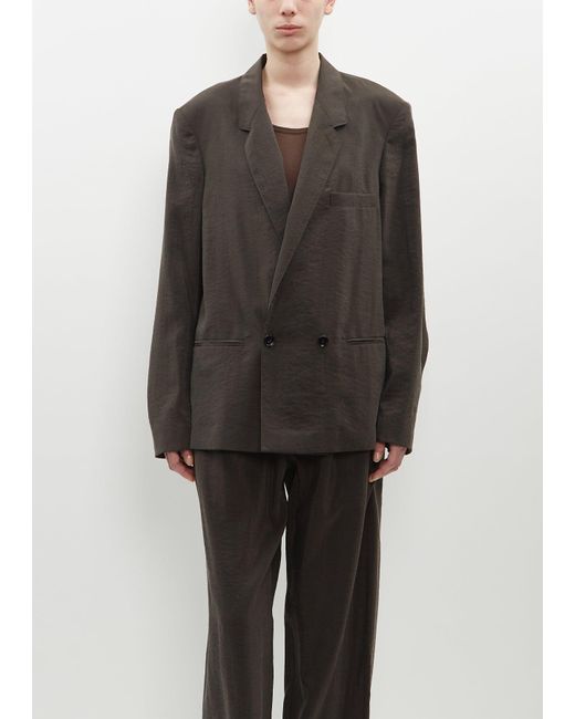 Lemaire Black Silk Blend Double Breasted Jacket