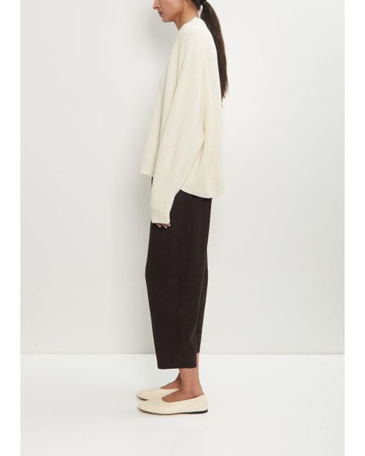 Dusan White Wool Flannel Carrot Pants
