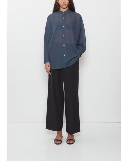 Issey Miyake Blue Sheer Wool Dolman Sleeve Shirt