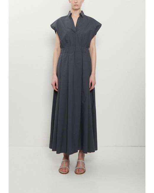 Dusan Blue Cotton Popeline V-neck Dress