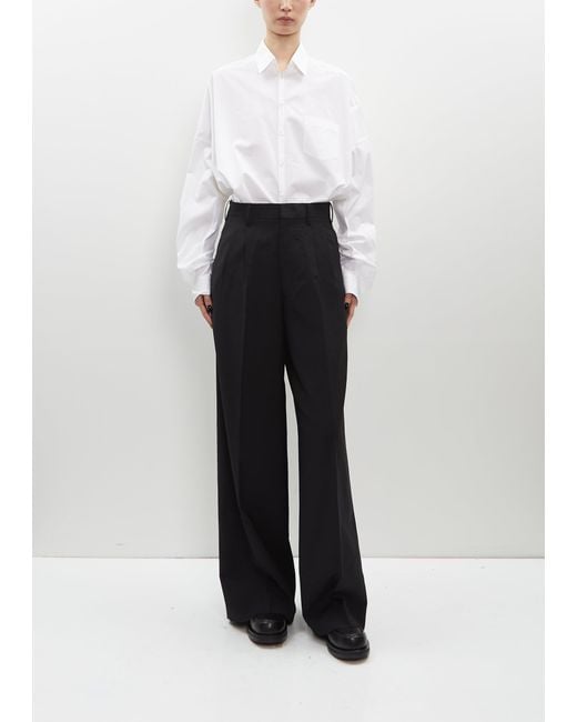Junya Watanabe White Tropical Wool Pleated Pants