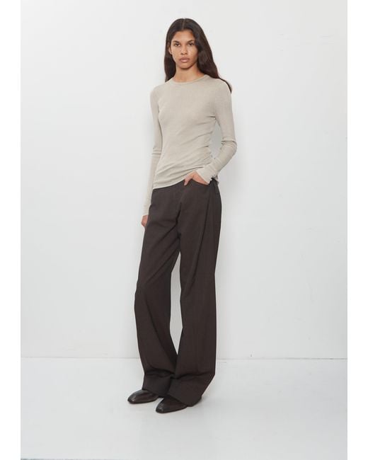 6397 White Twisted Seam Wool Pant