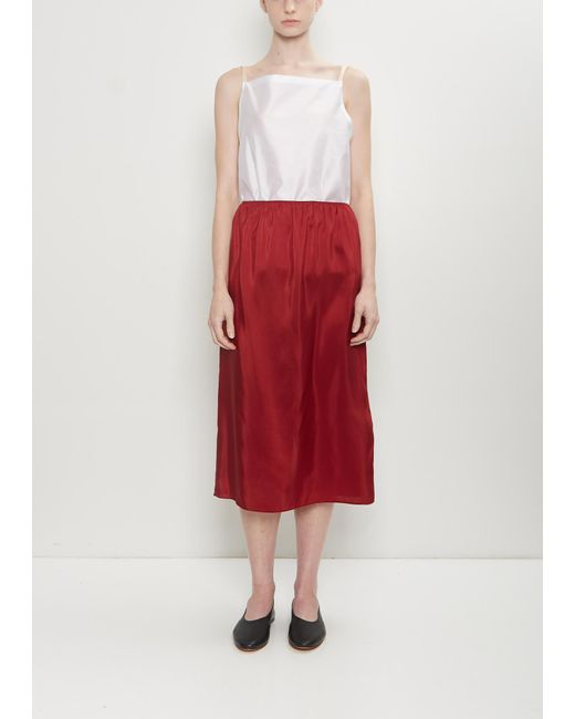 Carven Red Silk Pull On Skirt