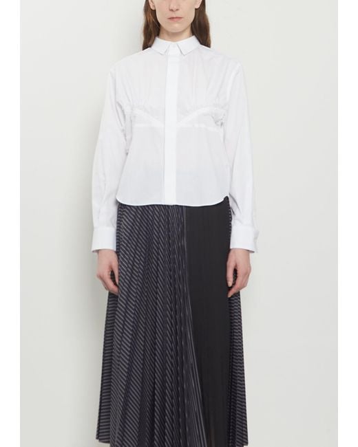Sacai White Lace Detail Poplin Shirt