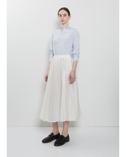 Pas De Calais White Cotton Silk Lawn Tuck & Gather Skirt