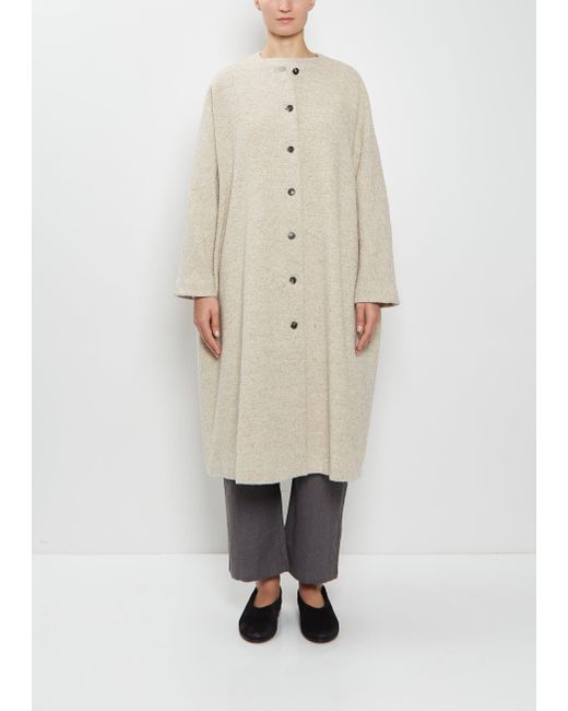 Apuntob Natural Wool Cotton Collarless Coat