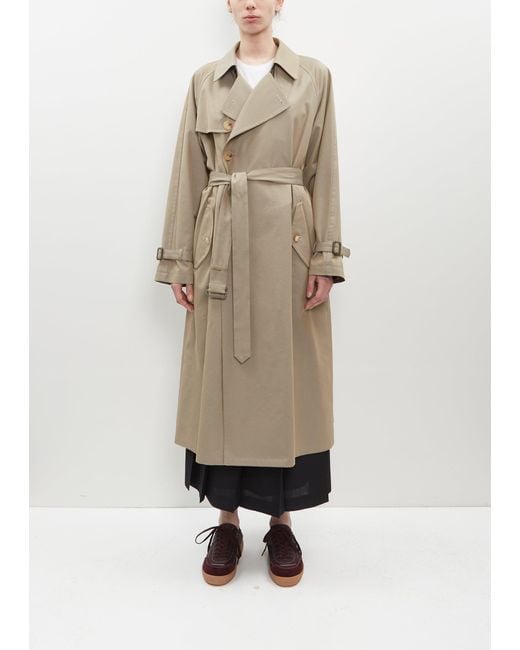 AURALEE Washed Finx Silk Chambray Trench Coat in Natural | Lyst