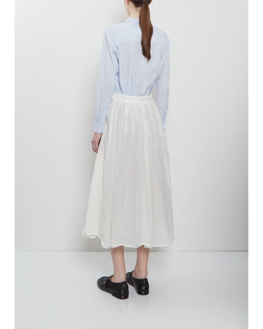Pas De Calais White Cotton Silk Lawn Tuck & Gather Skirt
