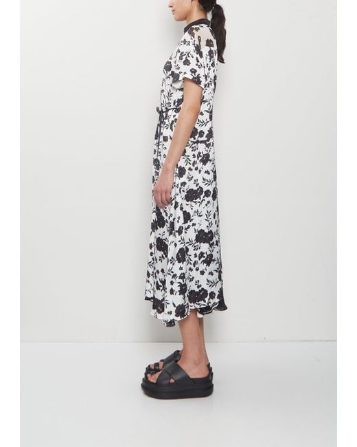 Sacai White Pattern Mix Fluid Dress