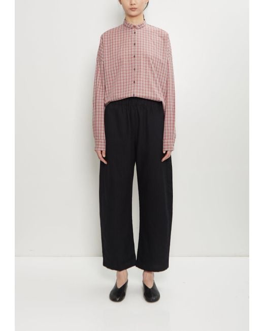 Apuntob Black Linen Wool Wide Pull On Pant