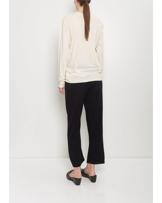 Lauren Manoogian White Cotton Linen Bias Long Sleeve Tee