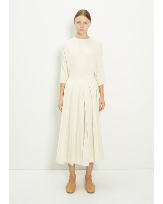 Sara Lanzi Viscose Blend Pleated Skirt With Slits in Natural | Lyst