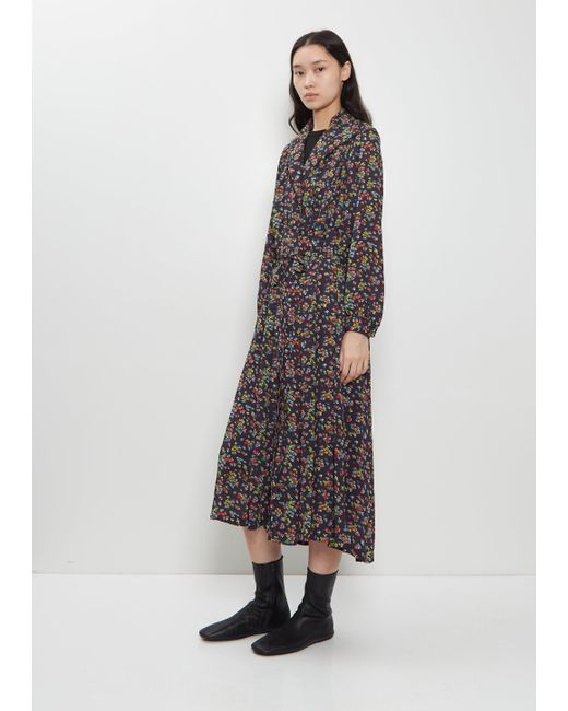 Junya Watanabe Multicolor Georgette Flower Print Layered Wrap Dress