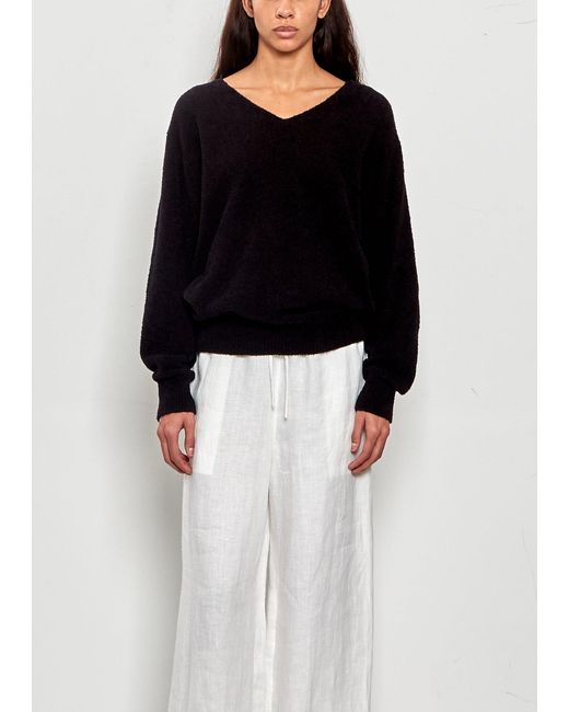 Comoli Black Shaggy Cotton Knit Top