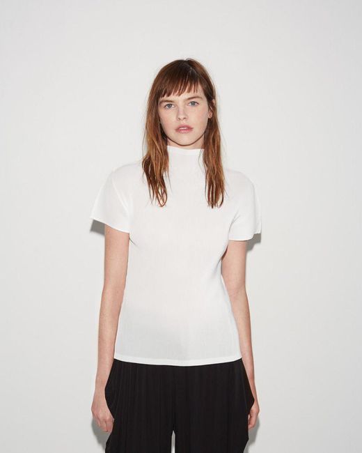 Pleats Please Issey Miyake Mist Basics Top in White | Lyst