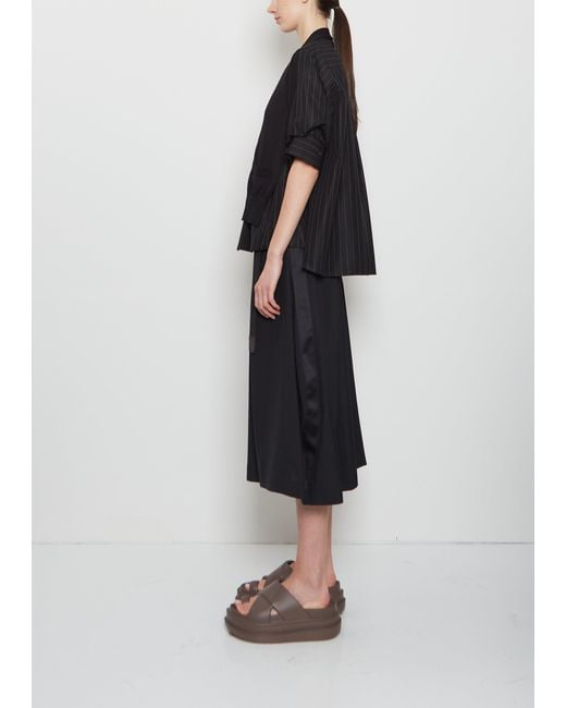 Sacai Black Chalk Stripe X Cotton Knit Cardigan