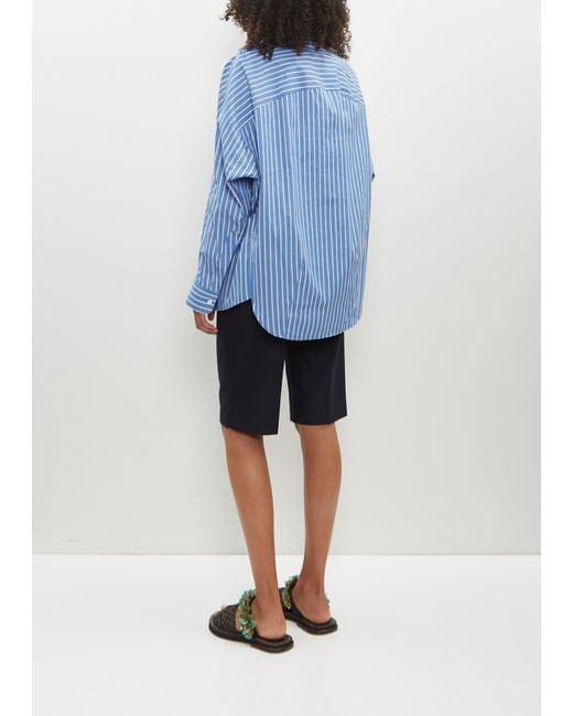 Dries Van Noten Blue Casio Striped Cotton Shirt