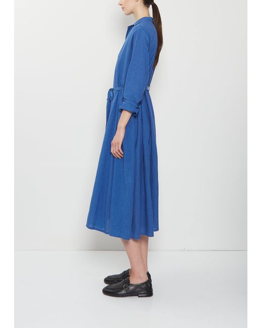 Pas De Calais Blue Organic Cotton Shirt Dress
