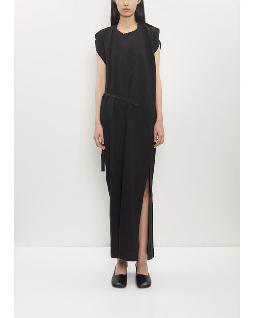 Issey Miyake Black Cotton Blend Pressed Form Dress