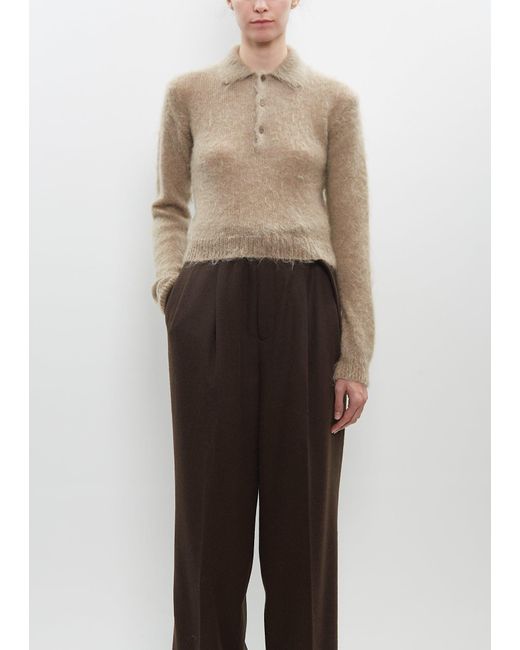 AURALEE /KID MOHAIR SHEER KNIT SHORTPOLO