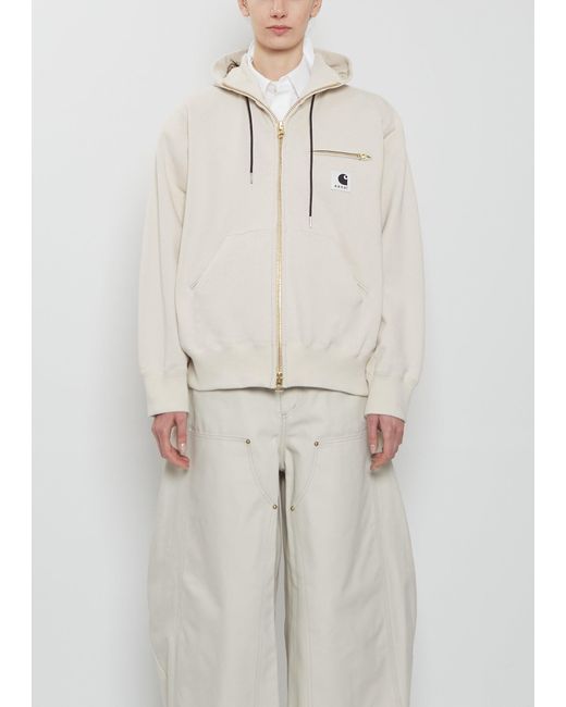 SACAI X CARHARTT WIP White Cotton Jersey Hoodie